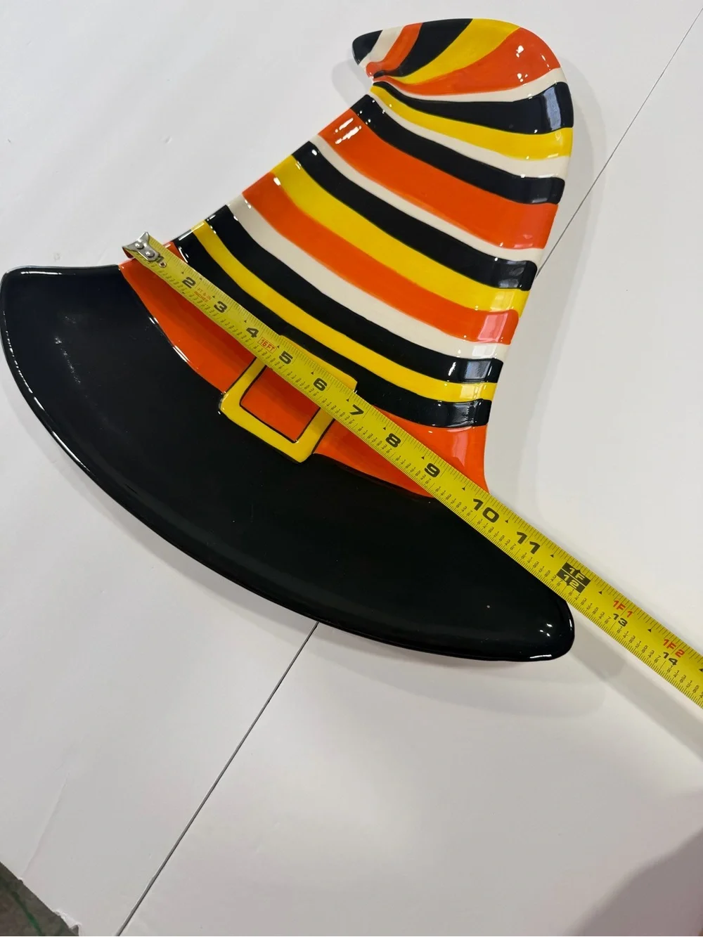 Striped Witch Hat Serving Platter - Orange, Black & Yellow